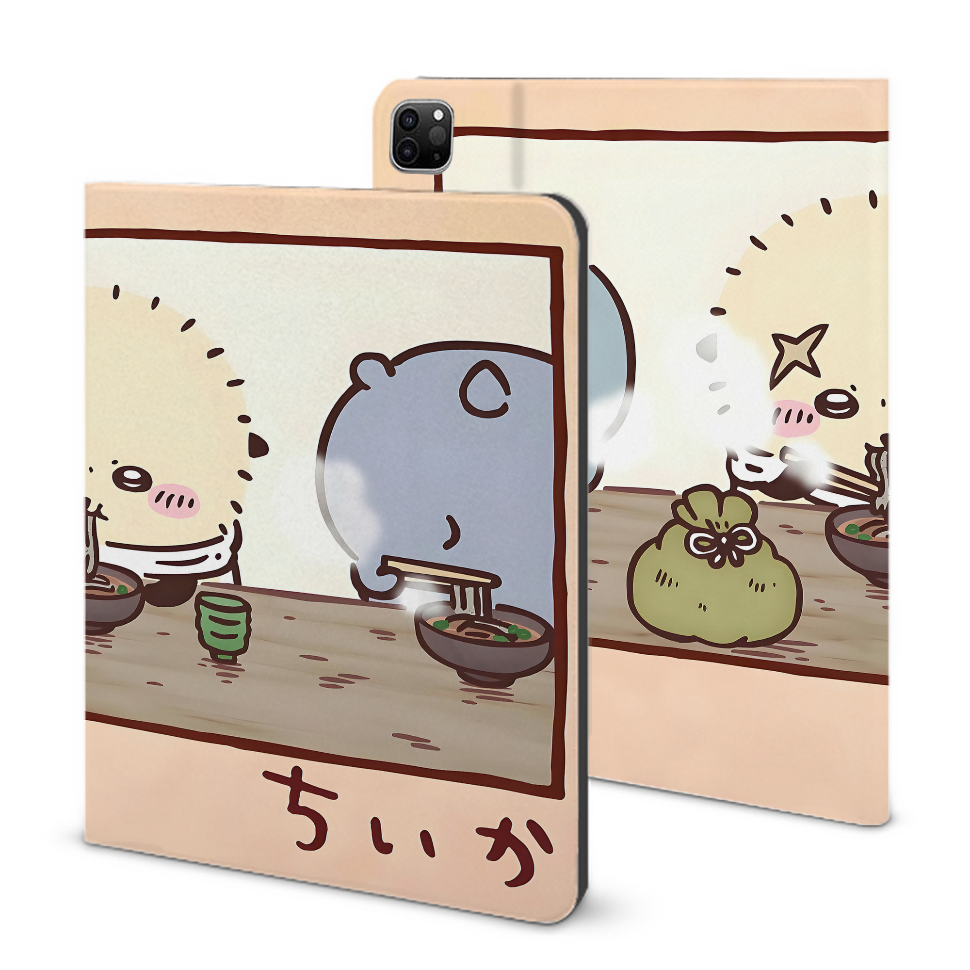 （画像用） ちいかわ Chii-kawa IPad ケース ブック型 PUレザー TPU 耐衝撃 軽量 薄型 ペン収納なし 全面保護 IPad 各モデル対応